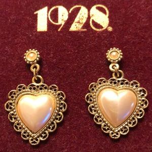 1928 Jewelry Co. Heart Pearl Pierced Earrings